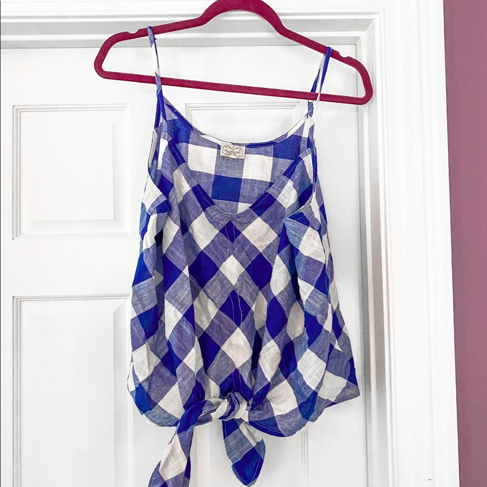 blue & white tie tank